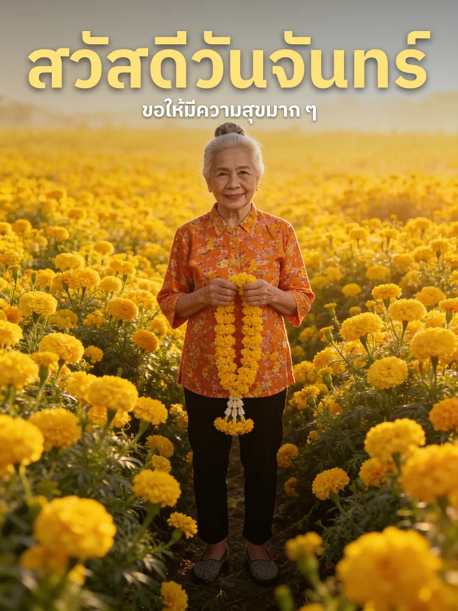 คุณยายในทุ่งดาวเรือง พร้อมคำอวยพร สวัสดีวันจันทร์